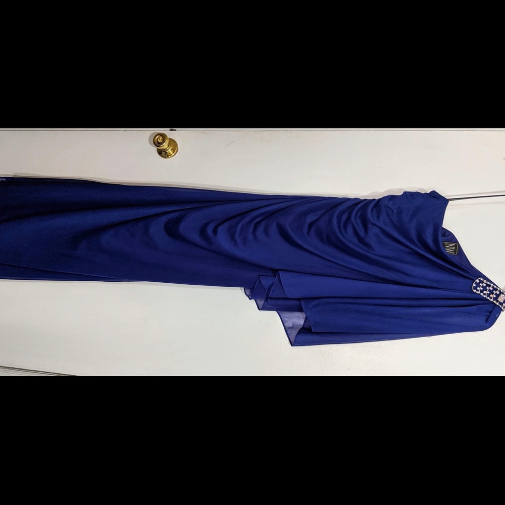 royal blue one shoulder with rhinestones